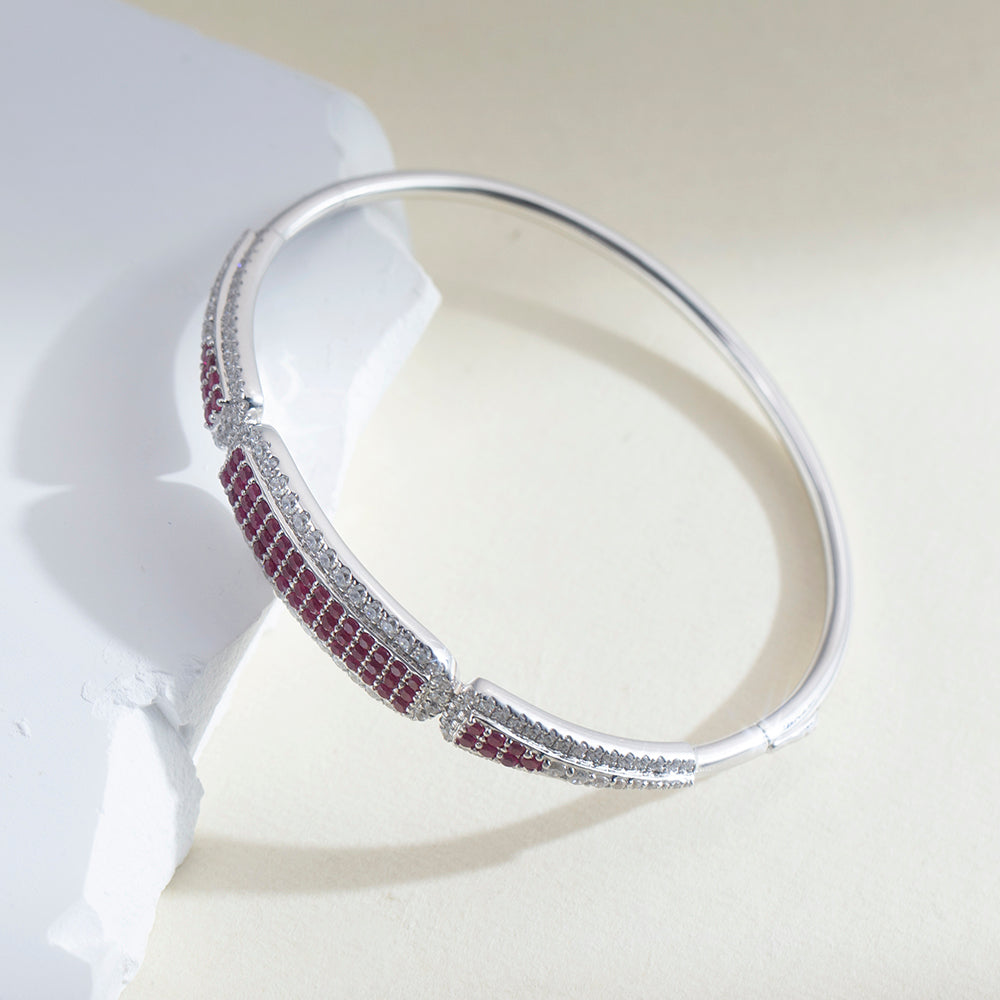 Ecob-613 | Crimson Vault Lab Ruby & Diamond Bracelet in 18K Gold