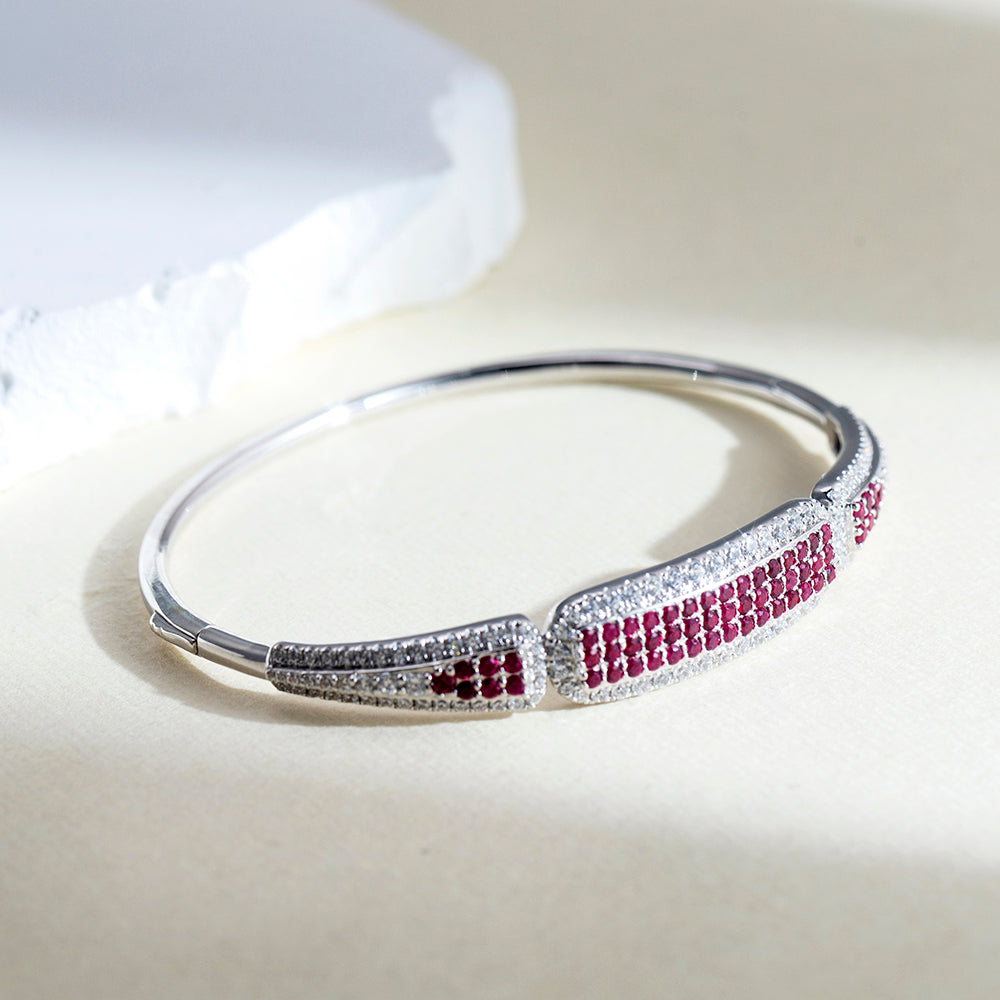 Ecob-613 | Crimson Vault Lab Ruby & Diamond Bracelet in 18K Gold