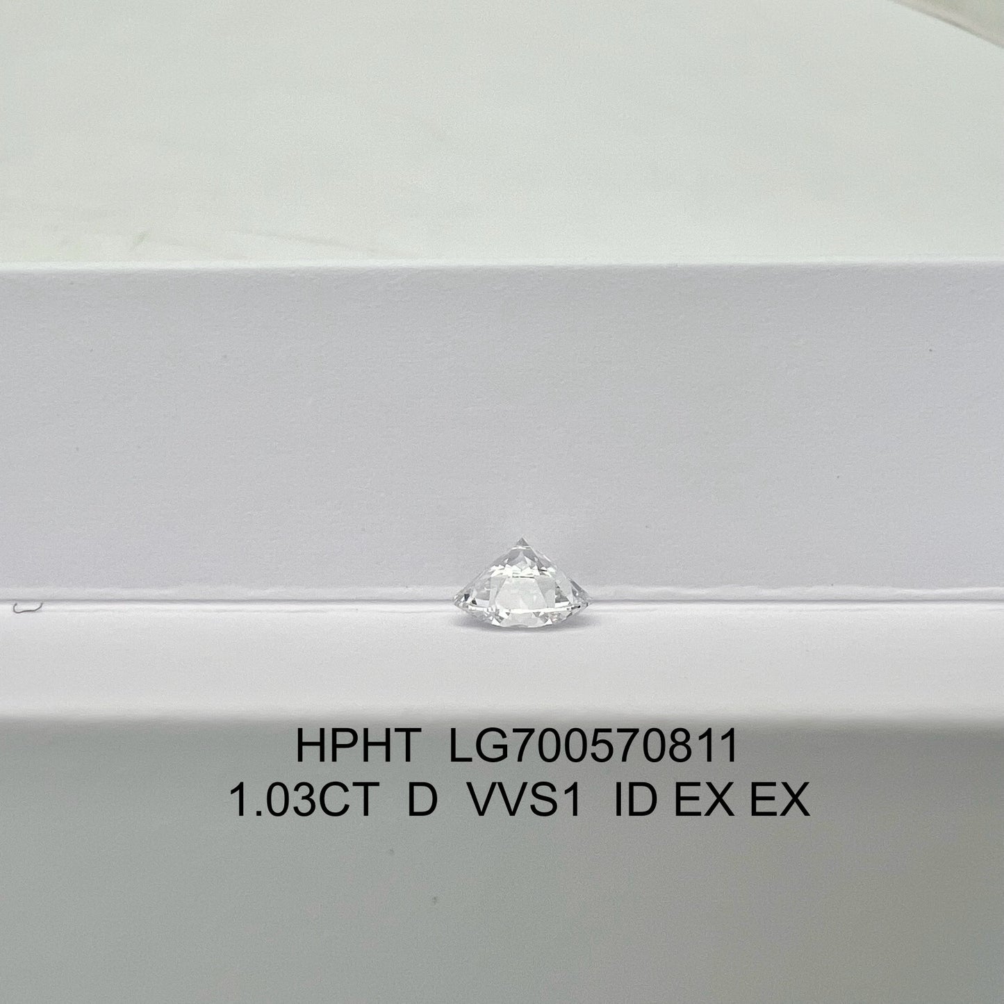 Round Brilliant D VVS1 ID EX EX 1.03ct Lab Grown Diamond with IGI Certificate LG700570811 HPHT