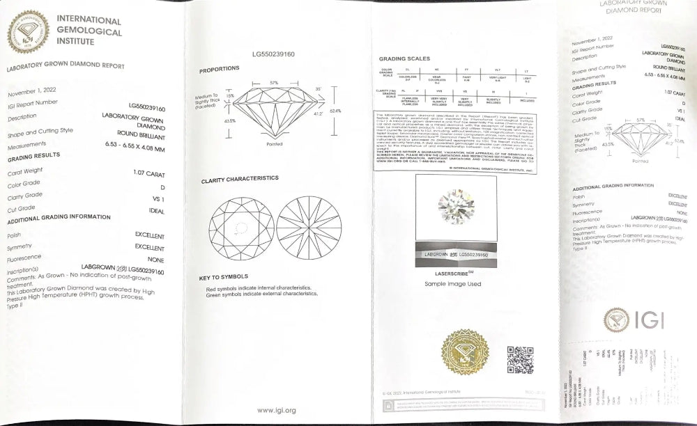 Round Shape Lab Grown Diamond Price List 0.3ct - 30ct IGI Certificate CVD HPHT Diamond