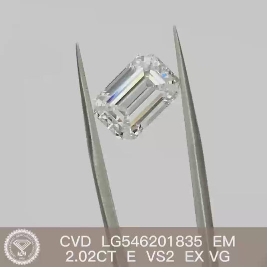 Emerald Cut 2.02ct E VS2 CVD Lab Grown Diamond IGI Certificate LG546201835