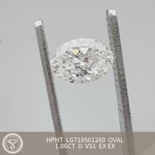 Oval Cut 1.06ct D VS1 HPHT Diamond Lab Grown Diamond IGI Certificate LG718501260