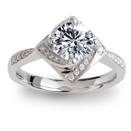 Eco-008:1.0ct D VS1 Round Cut Lab-Grown Diamond Ring in 18K White Gold By Ecogemma