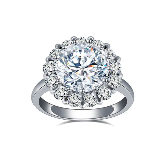 Eco-1113 Classic Halo Lab-Grown Diamond Ring in 18K White Gold – Custom Gift Band by Ecogemma