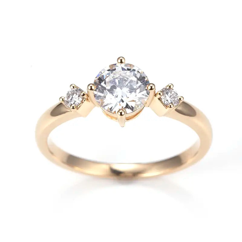 Eco-1196 | Solid 14K/18K Rose Gold Three-Stone Lab-Grown Diamond Ring