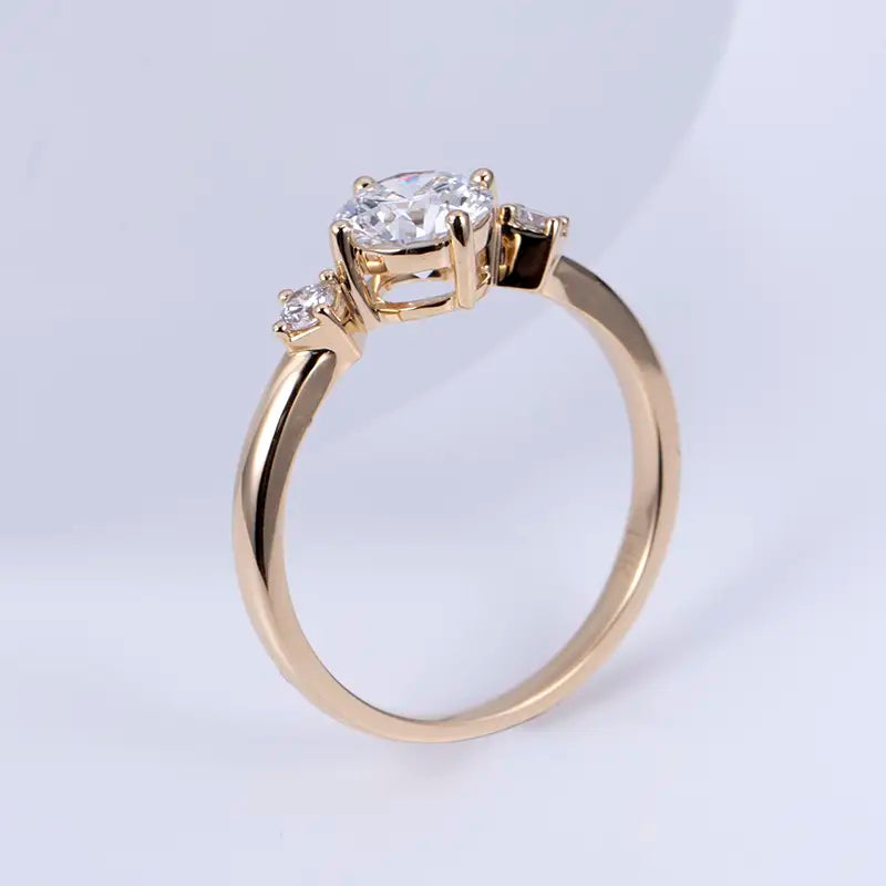 Eco-1196 | Solid 14K/18K Rose Gold Three-Stone Lab-Grown Diamond Ring