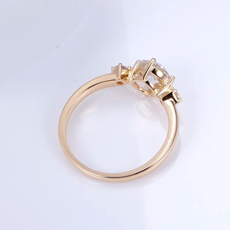 Eco-1196 | Solid 14K/18K Rose Gold Three-Stone Lab-Grown Diamond Ring