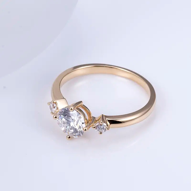 Eco-1196 | Solid 14K/18K Rose Gold Three-Stone Lab-Grown Diamond Ring