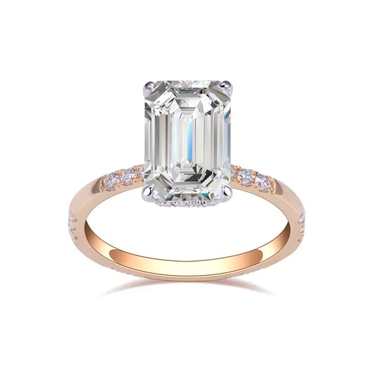 Eco-1417 | 18K Gold Emerald-Cut Lab-Grown Diamond Solitaire Ring