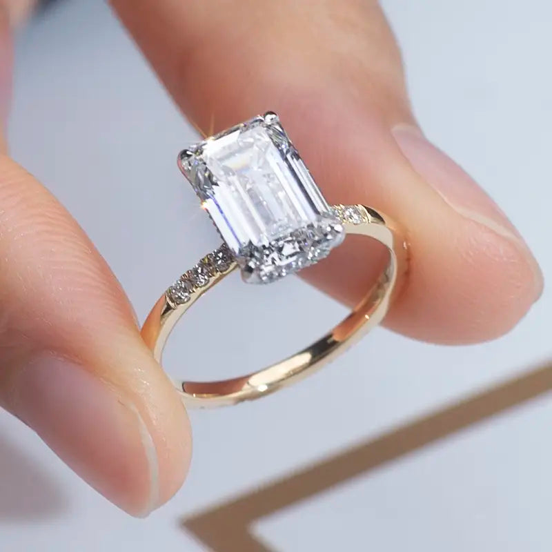 Eco-1417 | 18K Gold Emerald-Cut Lab-Grown Diamond Solitaire Ring