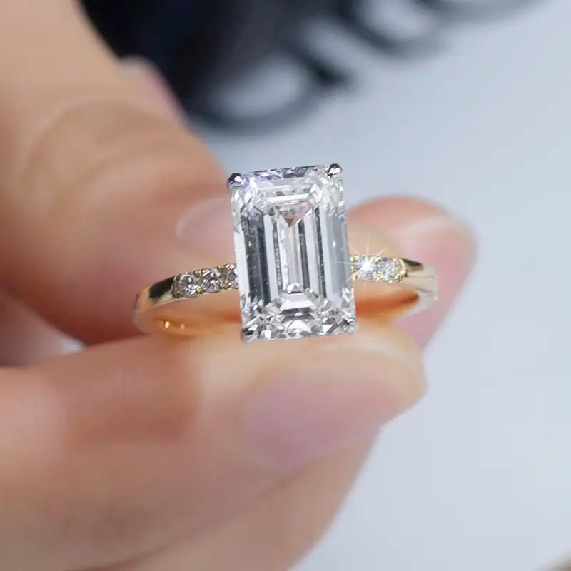 Eco-1417 | 18K Gold Emerald-Cut Lab-Grown Diamond Solitaire Ring