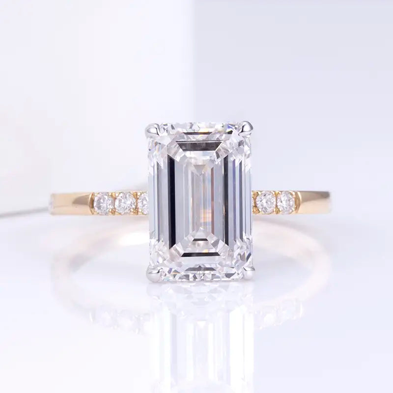 Eco-1417 | 18K Gold Emerald-Cut Lab-Grown Diamond Solitaire Ring
