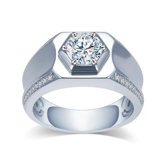 Eco-1448 | Men's Lab-Grown Diamond Ring in S925 Sterling Silver  By Ecogemma