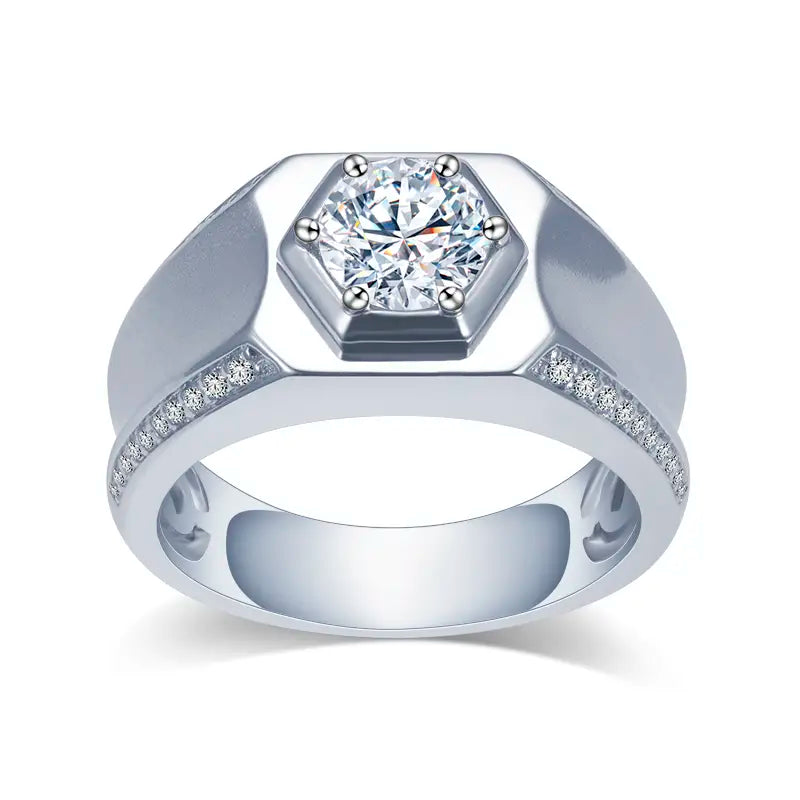 Eco-1448 | Men's Lab-Grown Diamond Ring in S925 Sterling Silver  By Ecogemma