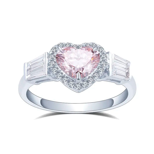 Eco-1461 Heart-Cut Lab-Grown Diamond Ring in 9K/14K/18K White Gold – Custom Color Jewelry