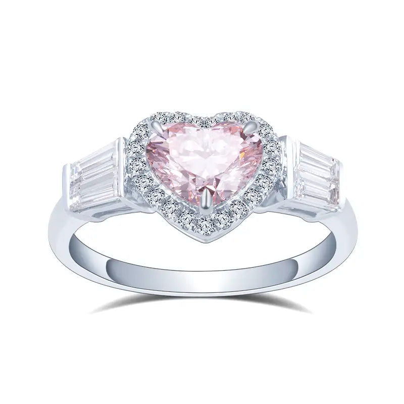 Eco-1461 Heart-Cut Lab-Grown Diamond Ring in 9K/14K/18K White Gold – Custom Color Jewelry