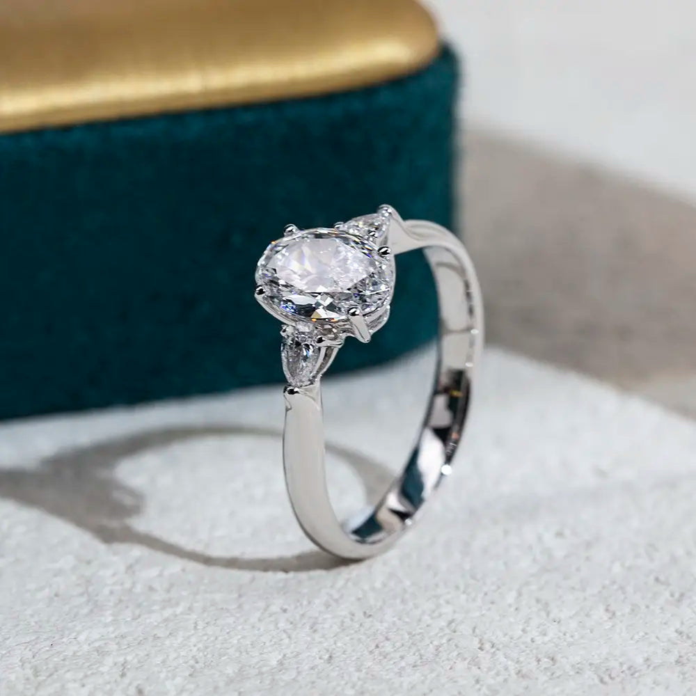 Eco-1697 | Three-Stone Lab Diamond Ring in 18K White Gold  By Ecogemma