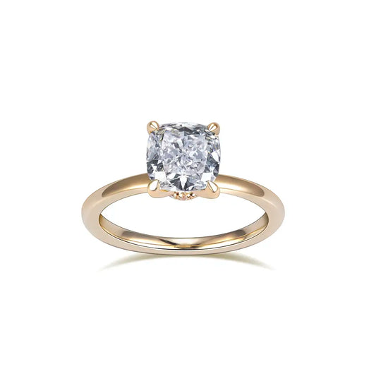 Eco-1699 | Cushion-Cut Lab Diamond Ring in 18K Gold  By Ecogemma