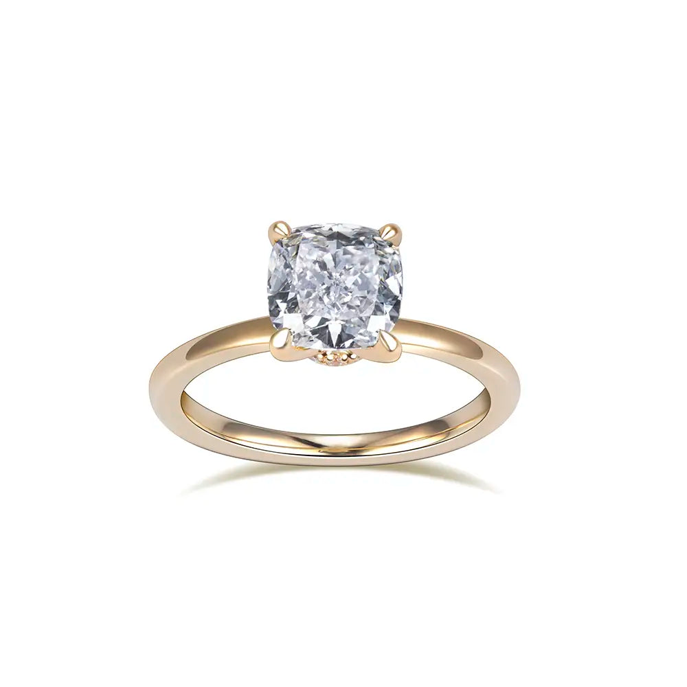 Eco-1699 | Cushion-Cut Lab Diamond Ring in 18K Gold  By Ecogemma