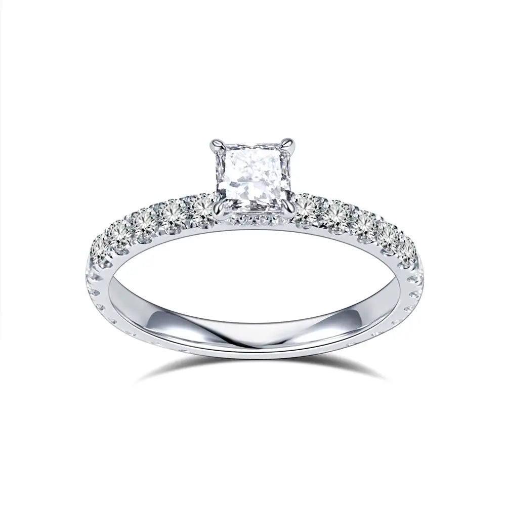 Eco-1700 | Square Princess-Cut Lab Diamond Halo Ring in 18K Gold  By Ecogemma