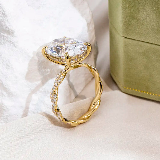 Eco-1803 | 18K Yellow Gold 1.00CT Round-Cut Lab-Grown Diamond Ring