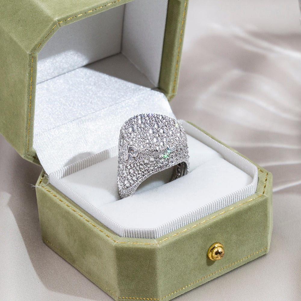 Eco-1894: Celestial Pavé – Lab-Grown Diamond Dome Ring in 18K White Gold