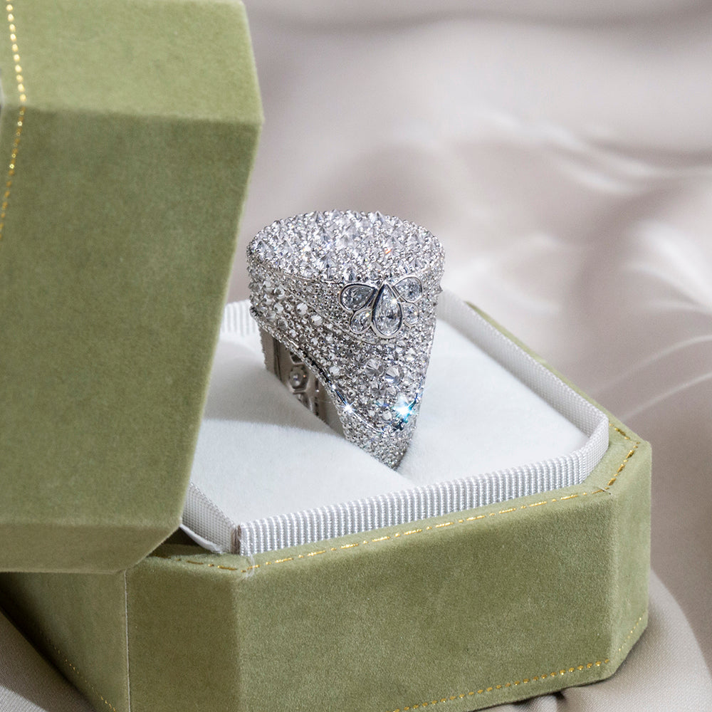 Eco-1894: Celestial Pavé – Lab-Grown Diamond Dome Ring in 18K White Gold