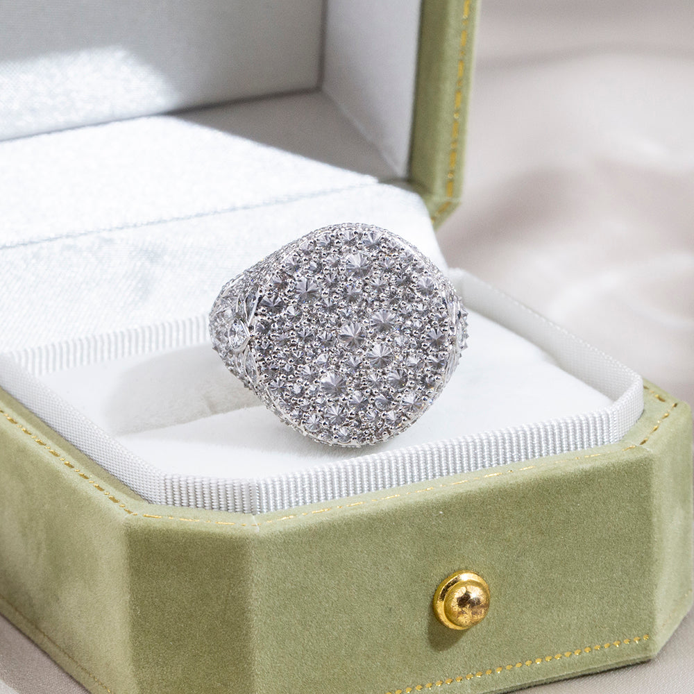 Eco-1894: Celestial Pavé – Lab-Grown Diamond Dome Ring in 18K White Gold