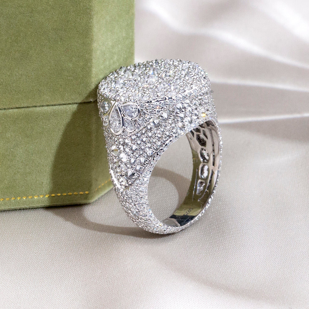 Eco-1894: Celestial Pavé – Lab-Grown Diamond Dome Ring in 18K White Gold