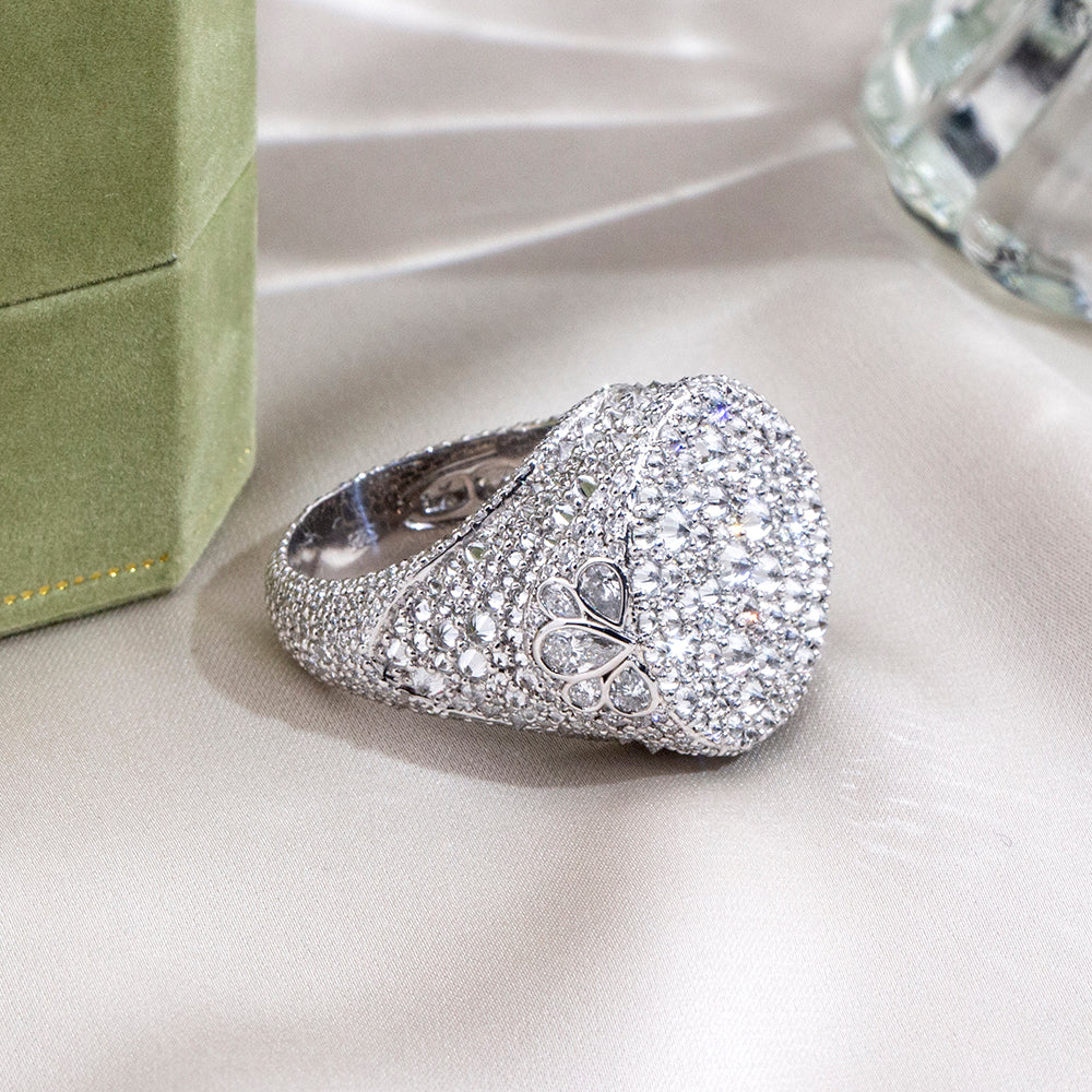 Eco-1894: Celestial Pavé – Lab-Grown Diamond Dome Ring in 18K White Gold