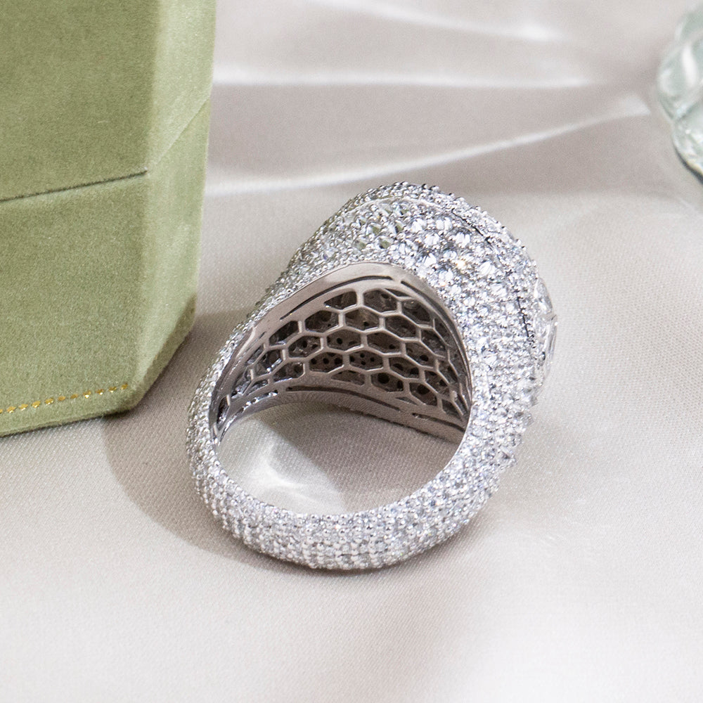 Eco-1894: Celestial Pavé – Lab-Grown Diamond Dome Ring in 18K White Gold