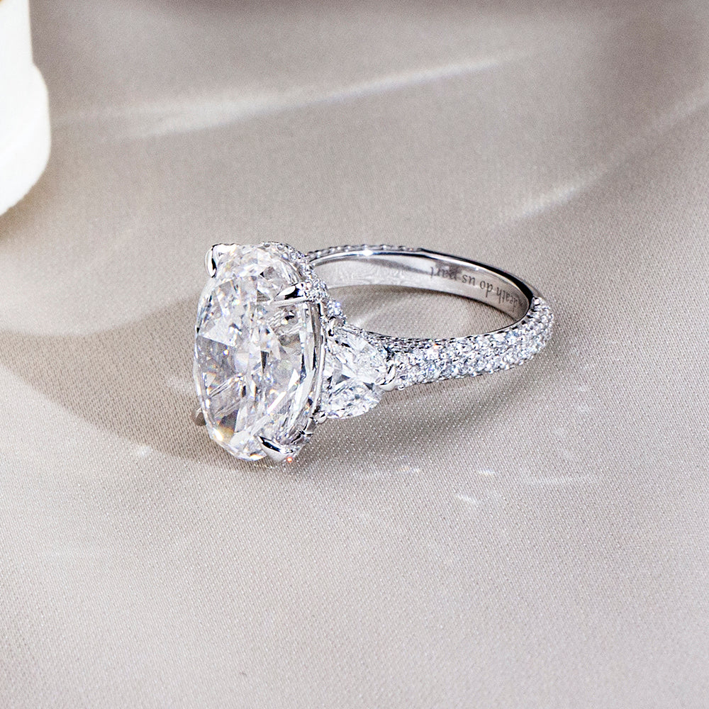 Eco-1893: Light Ascendant – Lab-Grown Oval Diamond Trilogy Ring in 18K White Gold