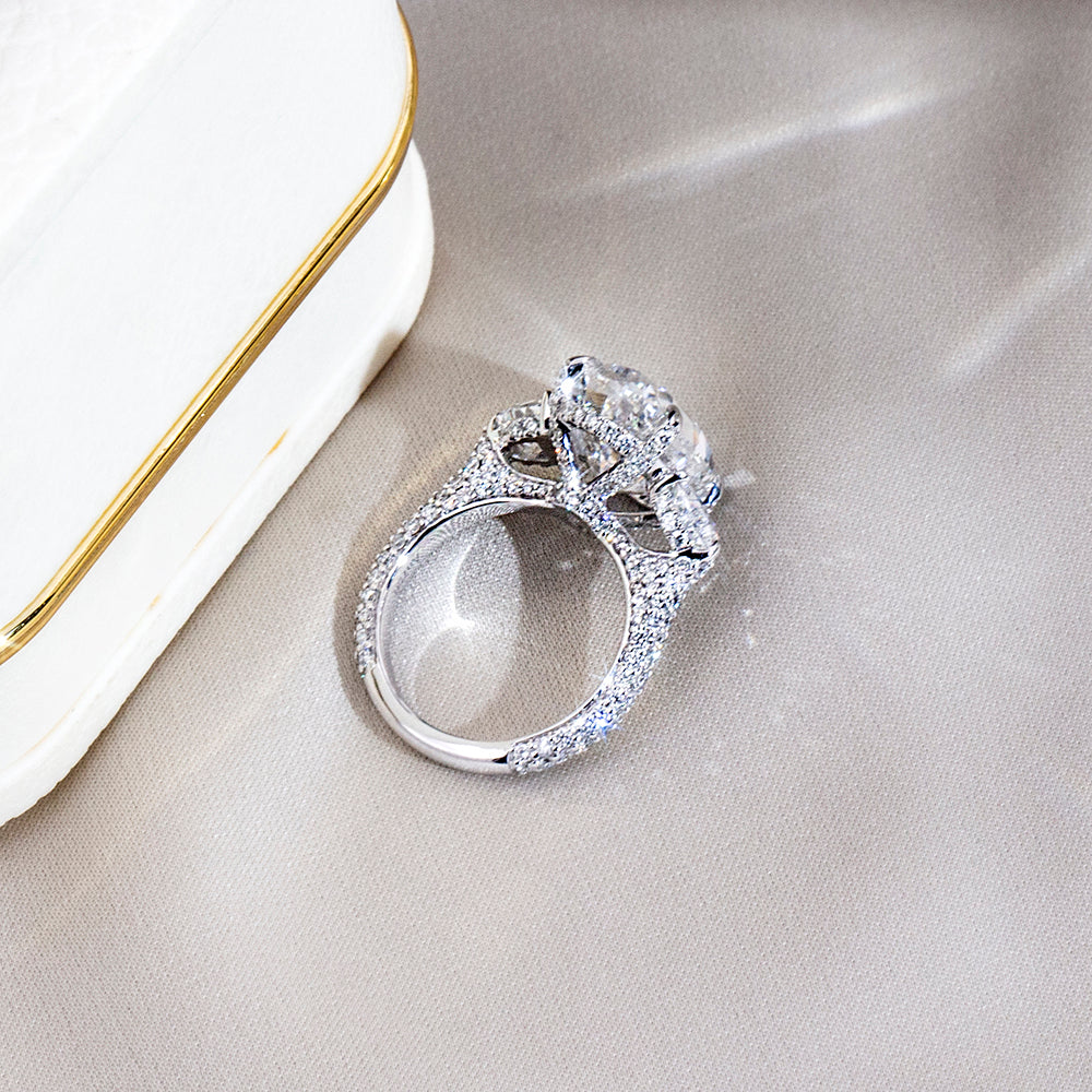 Eco-1893: Light Ascendant – Lab-Grown Oval Diamond Trilogy Ring in 18K White Gold