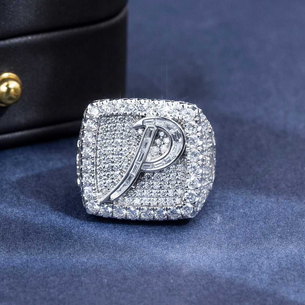 Eco-1895: Signature Radiance – Lab-Grown Diamond Initial Ring in 18K White Gold