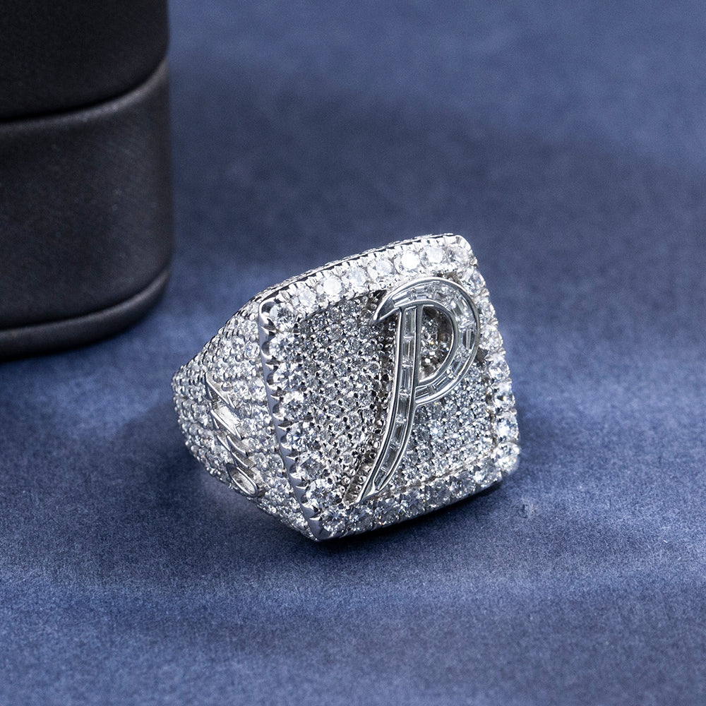 Eco-1895: Signature Radiance – Lab-Grown Diamond Initial Ring in 18K White Gold