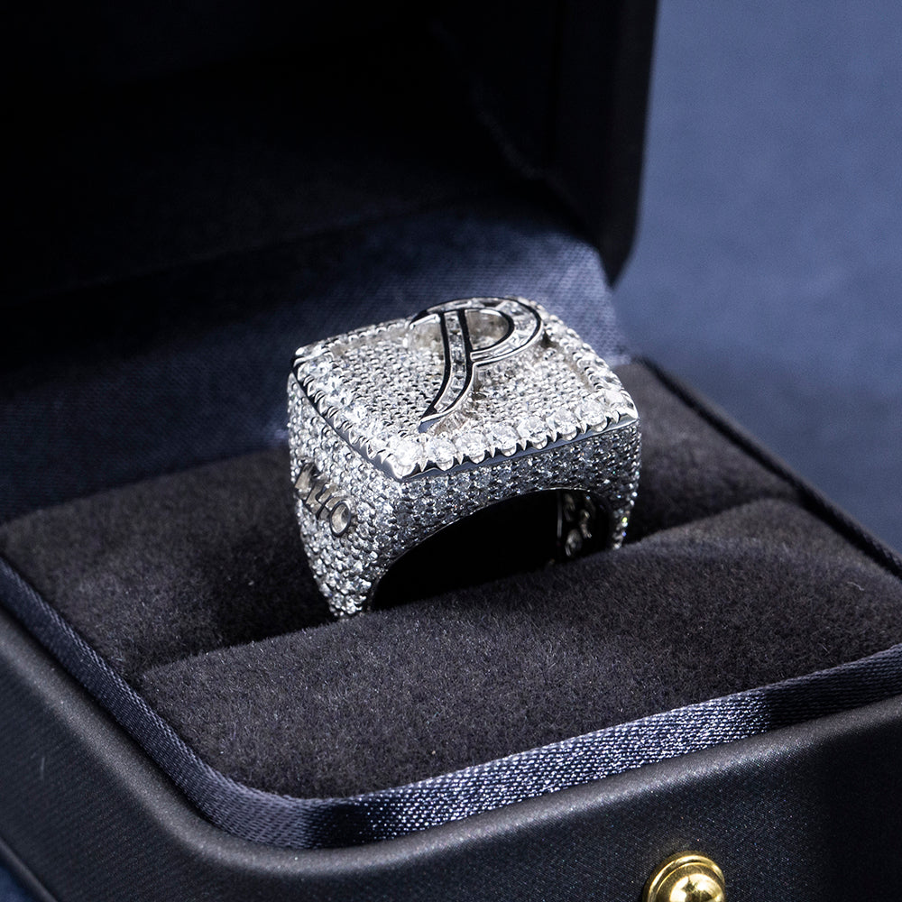 Eco-1895: Signature Radiance – Lab-Grown Diamond Initial Ring in 18K White Gold