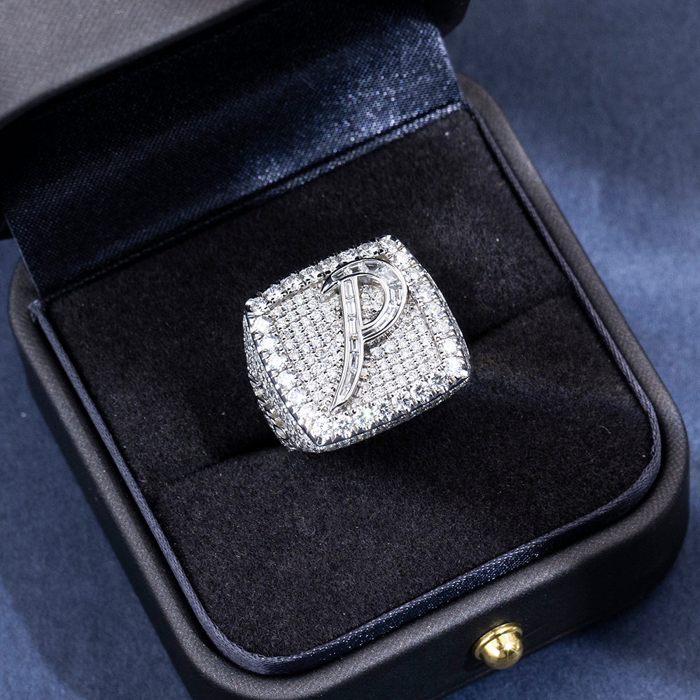 Eco-1895: Signature Radiance – Lab-Grown Diamond Initial Ring in 18K White Gold