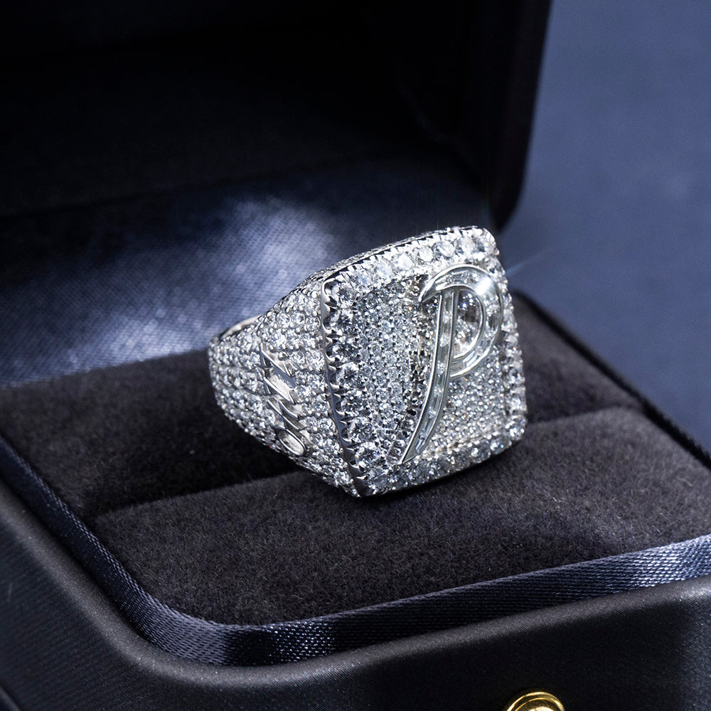 Eco-1895: Signature Radiance – Lab-Grown Diamond Initial Ring in 18K White Gold