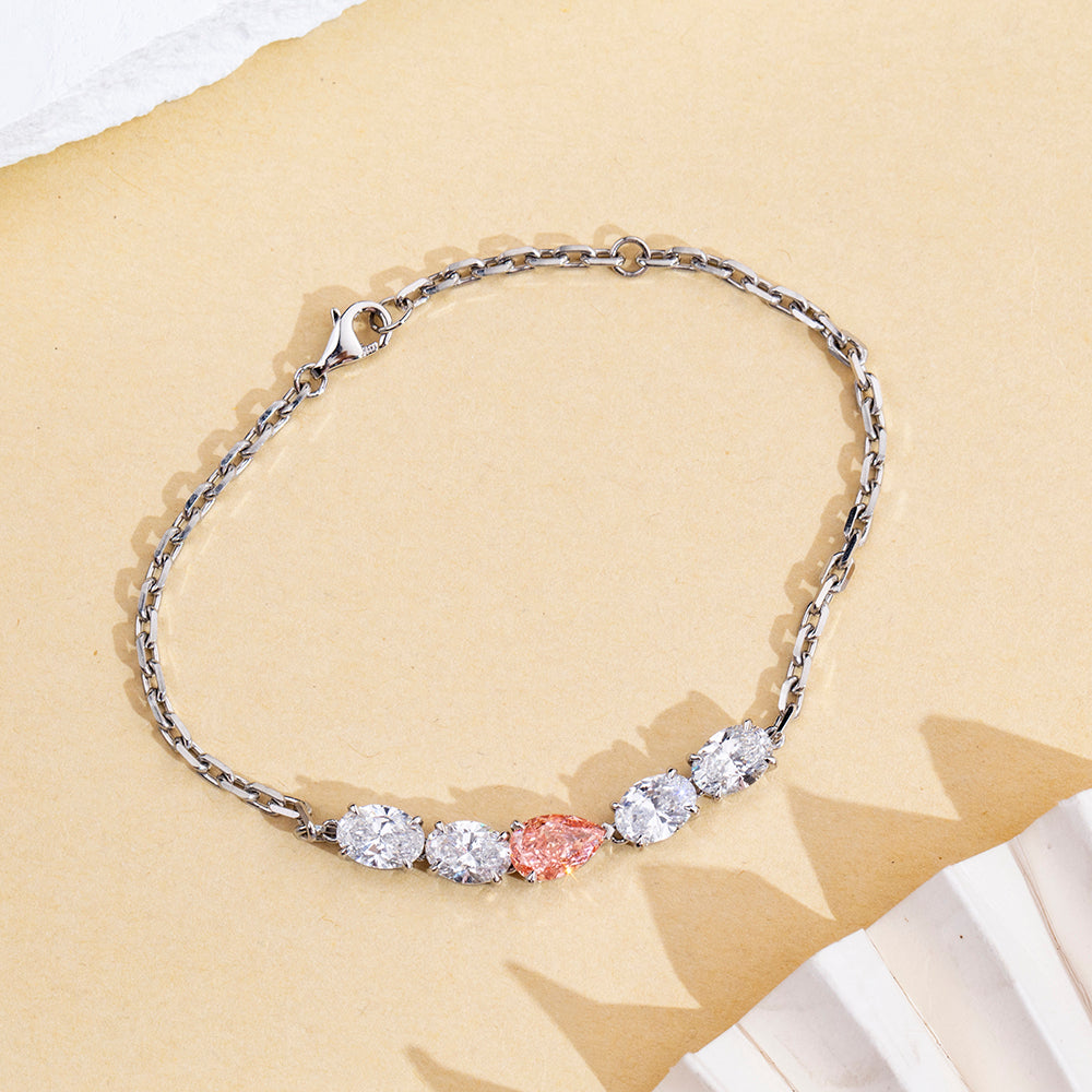 Ecob-640: ブラッシュ ラディアンス – ラボグロウン ピンクサファイア＆ダイヤモンド ブレスレット（18Kホワイトゴールド） 