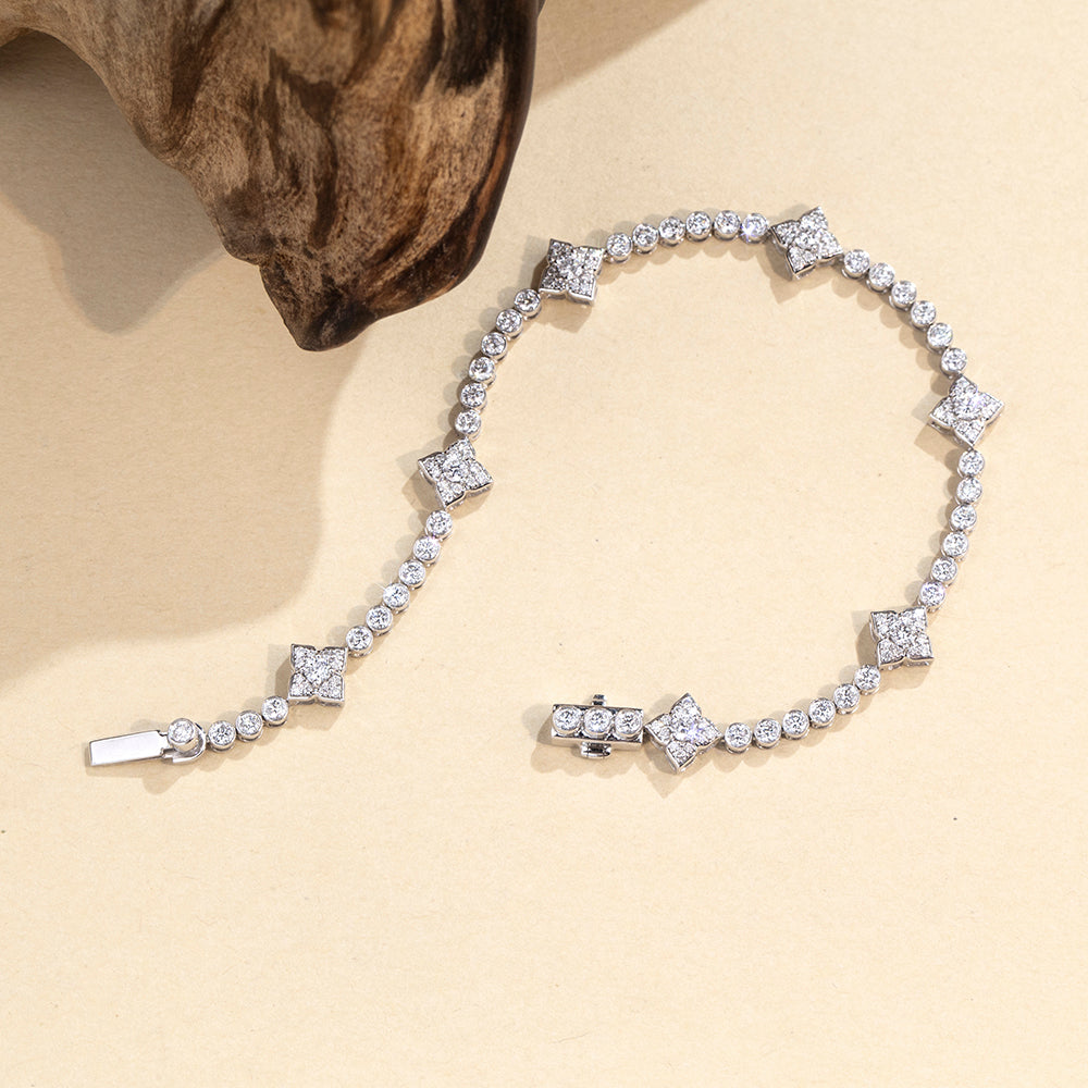 Ecob-641: プリズム・オブ・グレース – 18Kホワイトゴールド製ラボグロウンダイヤモンドブレスレット