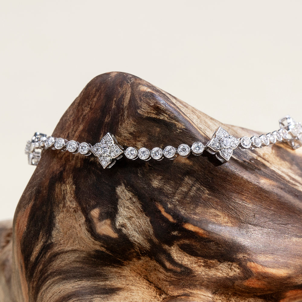 Ecob-641: プリズム・オブ・グレース – 18Kホワイトゴールド製ラボグロウンダイヤモンドブレスレット