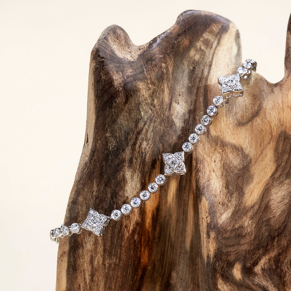Ecob-641: プリズム・オブ・グレース – 18Kホワイトゴールド製ラボグロウンダイヤモンドブレスレット