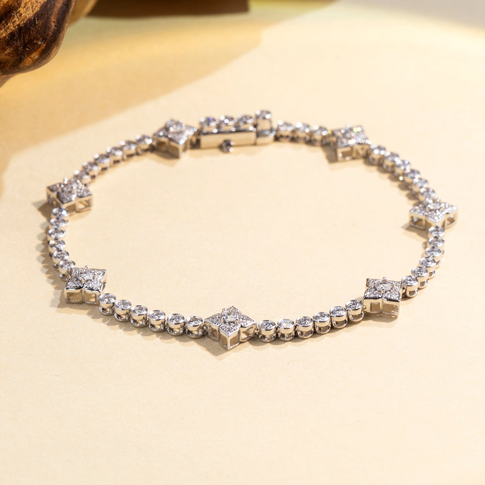 Ecob-641: プリズム・オブ・グレース – 18Kホワイトゴールド製ラボグロウンダイヤモンドブレスレット