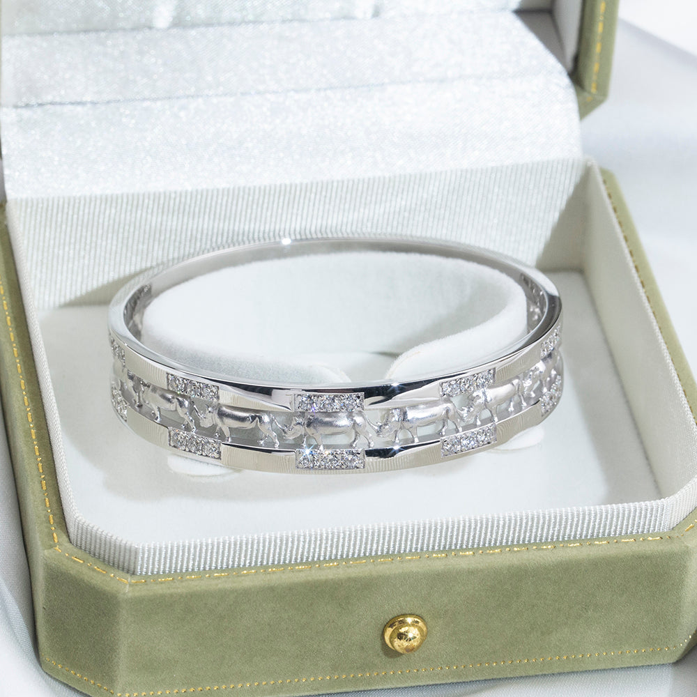 Ecob-643: Equinox Geometry – Pulsera de eslabones con diamantes cultivados en laboratorio en oro blanco de 18 quilates