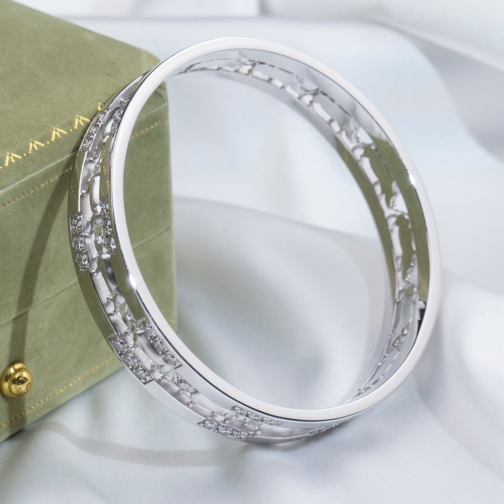 Ecob-643: Equinox Geometry – Pulsera de eslabones con diamantes cultivados en laboratorio en oro blanco de 18 quilates