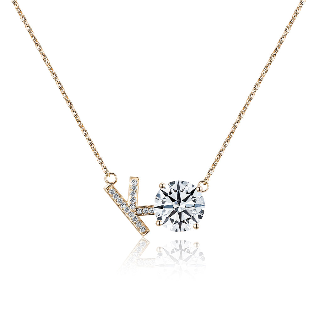 Econ-917 "Initial Spark" Lab-Grown Diamond Monogram Pendant Necklace