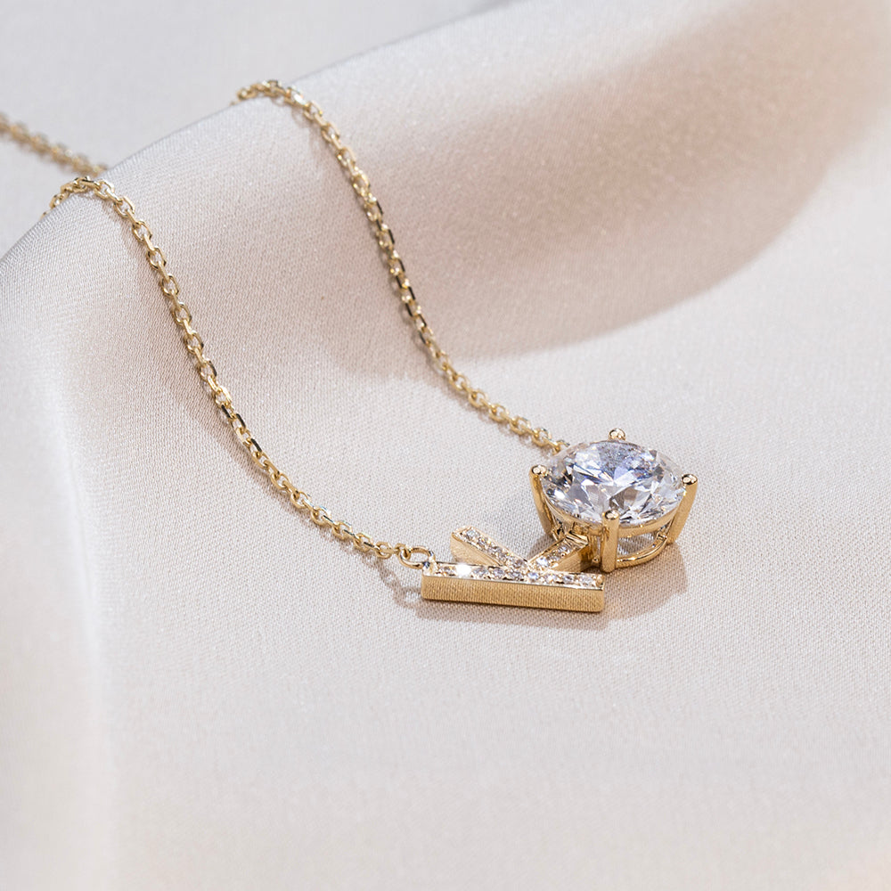 Econ-917 "Initial Spark" Lab-Grown Diamond Monogram Pendant Necklace