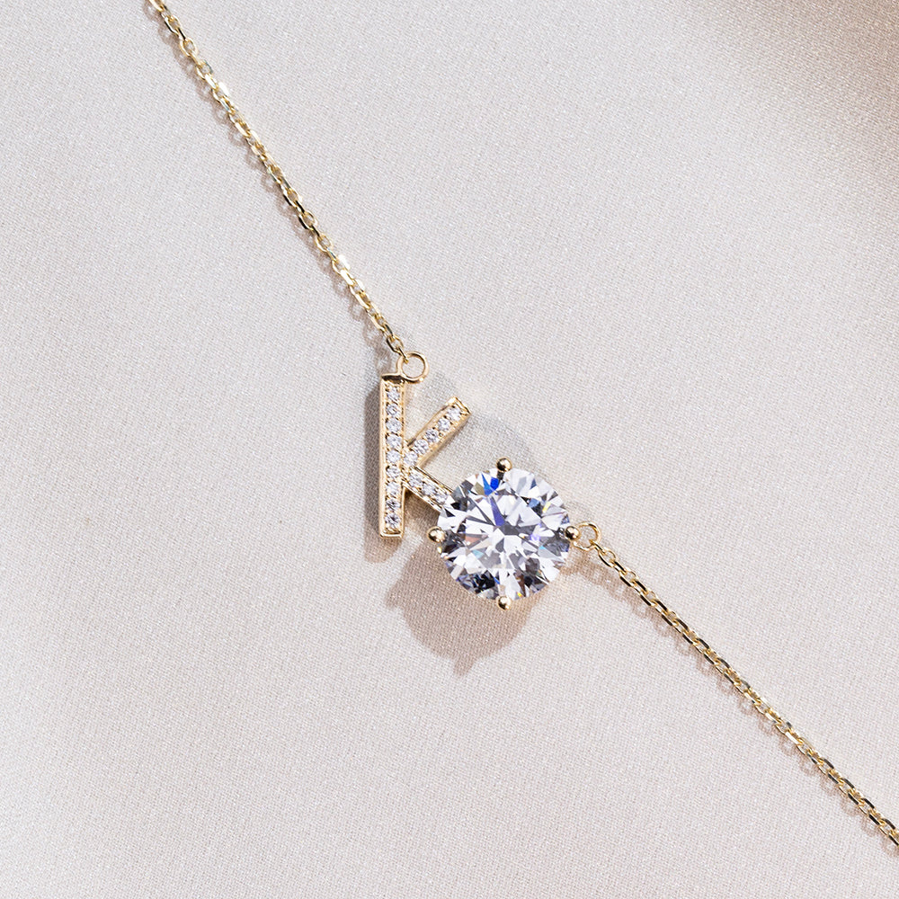 Econ-917 "Initial Spark" Lab-Grown Diamond Monogram Pendant Necklace