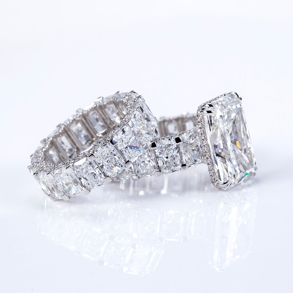 Eco-1910: Radiant Empire – Lab-Grown Radiant Diamond Statement Ring in 18K White Gold