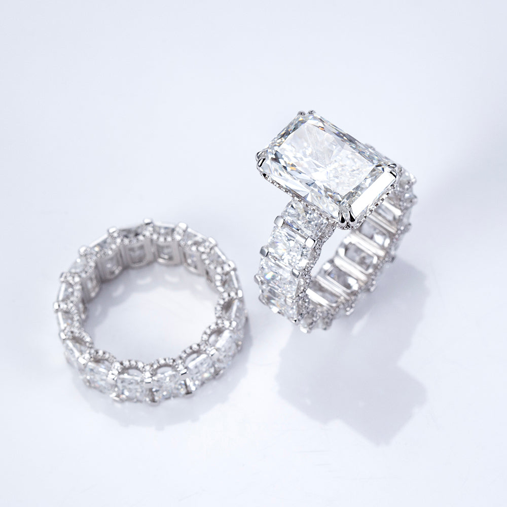 Eco-1910: Radiant Empire – Lab-Grown Radiant Diamond Statement Ring in 18K White Gold